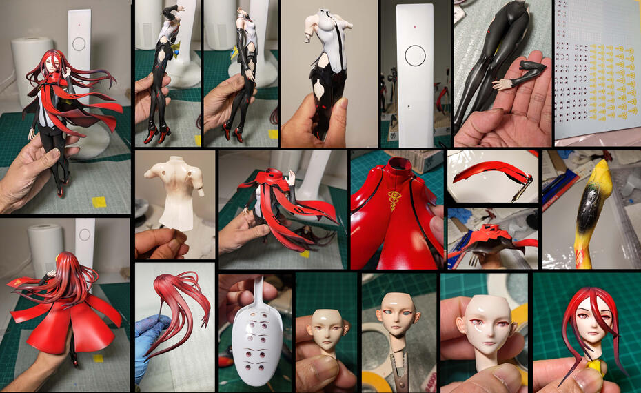 Build process photos: painting. Primarily using lacquer paints. Enamel paints are used for fine detail work like the face.