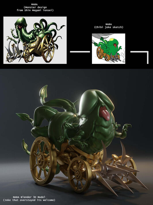 This is based on a demon from the Shin Megami Tensei games. It looks like a penis, but I honestly don't think he should count as sexual content. No one feels horny when they look at this.