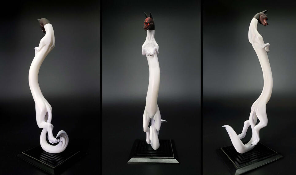 Height: 7in/17.8cm (Non-scale). Sculpted in Blender, printed on the Elegoo Saturn 2, painted with Harder&Steenbeck Ultra airbrush. Materials: ABS-like/Siraya Tenacious resin, lacquer + enamel paints.