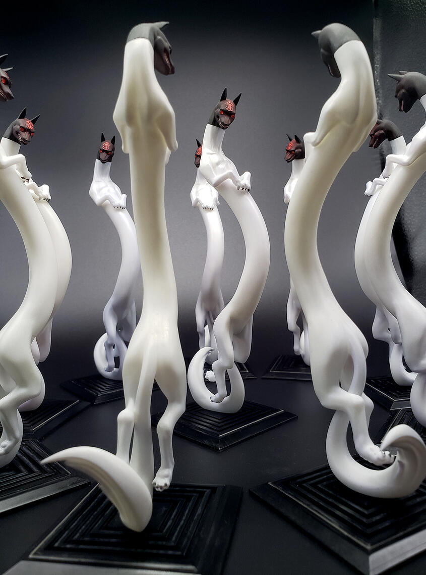 This is another demon from the Shin Megami Tensei series, fondly known as "longdog". I also made a limited batch of these sold at conventions.