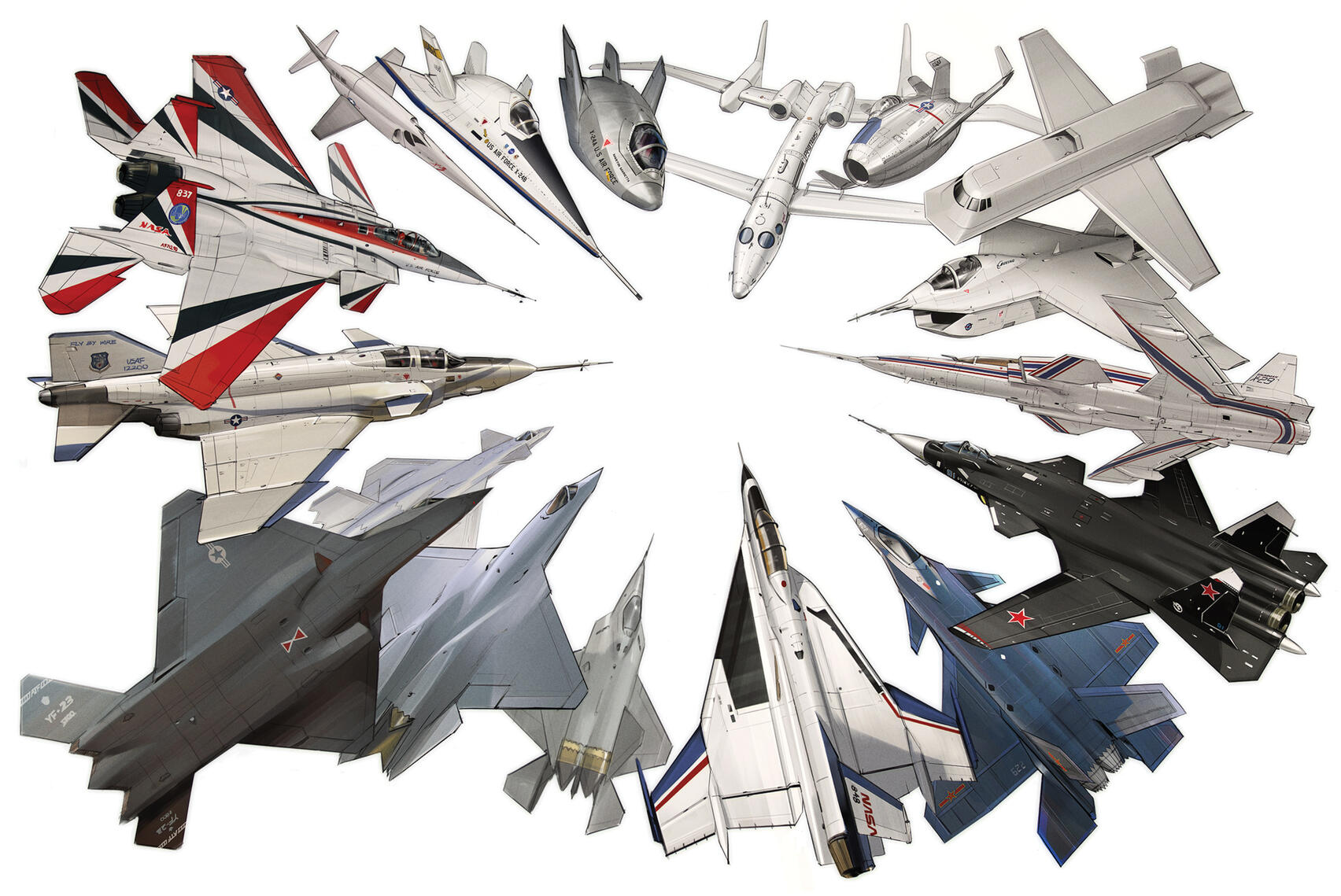 x-plane/prototype planes scheming in a circle