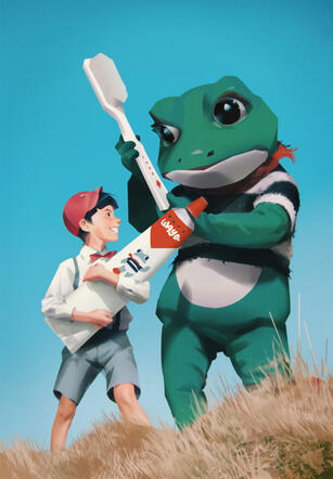 Boy and frog
